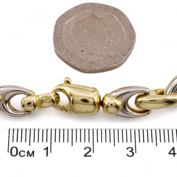 18ct gold 2 tone 18.4g 7 ins unusual Bracelet